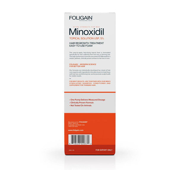 FOLIGAIN Minoxidil 5% Hair Regrowth Foam For Men 6 Month Supply