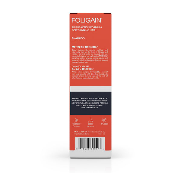 FOLIGAIN® Triple Action Shampoo For Thinning Hair For Men with 2% TRIOXIDIL®